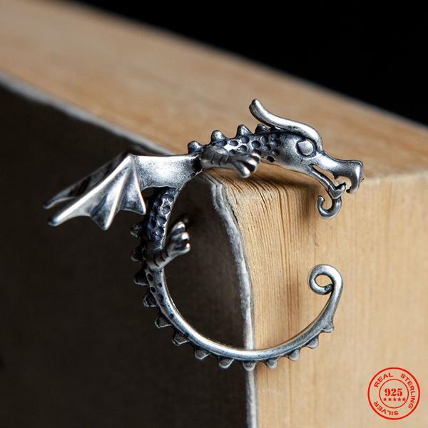 YIZIZAI 925 argent Sterling Dragon volant Vintage oreille os pince manchettes boucles d'oreilles pour femmes hommes pas de Piercing faux Cartilage boucles d'oreilles