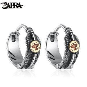 Zabra – boucles d'oreilles en argent Sterling, en laiton massif, plume d'aigle volant, bijoux pour hommes et femmes, tendance de fête