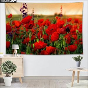 Achtergrond Stoffen Valantie Tapijtwand Hangende Custom Bloemen Poppy Slaapkamer Woonkamer Deken Yoga Strandhanddoek Tableckloth T200601