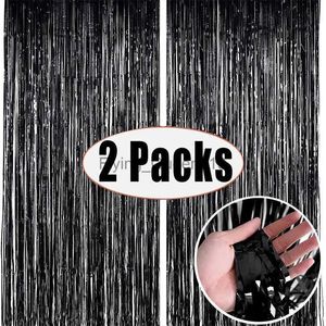 Matériel de fond 2Pack 1X2M noir fête toile de fond feuille métallique frange guirlandes rideau anniversaire mariage Bachelorette anniversaire décoration adulte YQ231003