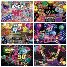 Achtergrondmateriaal 80's 90's Hip Hop Disco Muziek Fotografie Achtergronden Happy Birthday Party Decor Achtergrond Retro Stijl Fotografische Photophone YQ231003