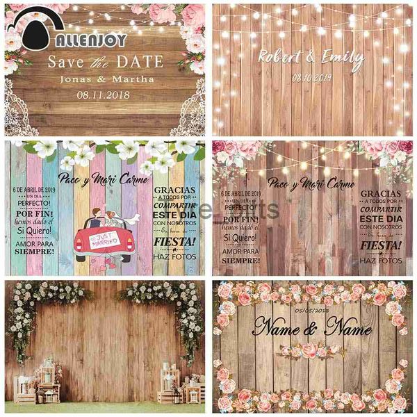 Matériel de fond Allenjoy Photographie de mariage Fond Plancher de bois Flash Accessoires de fête Fond de photographie personnalisé Ozone X0725