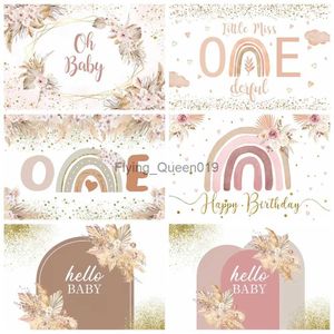 Background Material Baby 1st Birthday Boho Backdrops Photography Sunshine Rainbow Flower Butterfly Boys Girls Birthday Party Background Photo Studio YQ231004