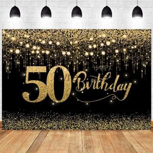 Matériel de fond or noir 50 femmes fond Flash fête d'anniversaire 50 ans Photo fond Photo bannière décoration x0724