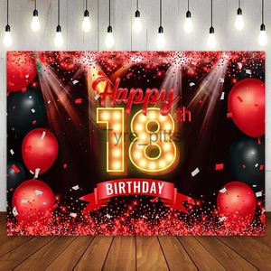 Matériel de fond Joyeux 18e anniversaire fond 18e fête décoration bannière affiche noir et blanc fond photo personnalisé pour filles et garçons x0724