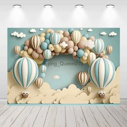 Achtergrondmateriaal Heteluchtballonnen Fotografie Achtergronden Wolken Pastel Fotoshoot Achtergrond Vinyl Pasgeboren Baby Douche Cake Smash Poster Studio YQ231003