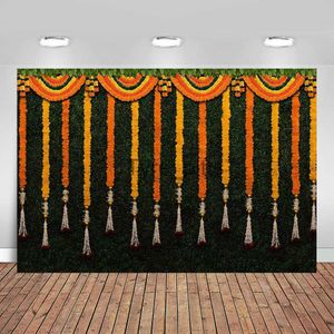 Achtergrondmateriaal Indiase Pooja Traditionele Fotografie Achtergrond Hindoe Puja Ganpati Mehndi Festival Achtergrond Tagetes erecta Graniet Trouwfoto's Banner