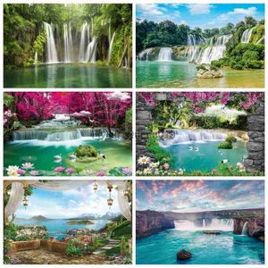 Achtergrondmateriaal Natuur Landschap Waterval Bergwater Lente Landschap Achtergrond Venster Bos Jungle Zomer Achtergrond Fotografie Banner Prop YQ231003