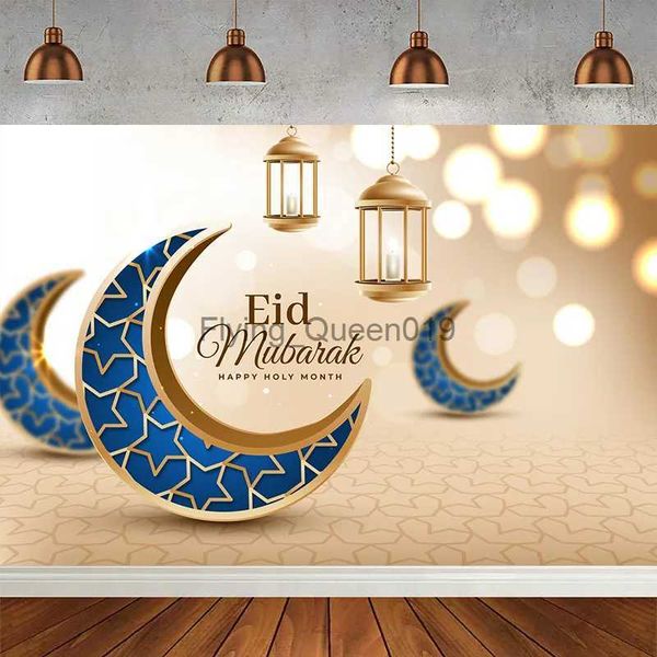 Matériel de fond Ramadan Mubarak Toile de fond Eid Mubarak Décorations Kareem Bannière Lune Étoiles Photographie Fond pour Eid Al Fitr Party Supplies YQ231003