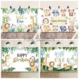 Achtergrondmateriaal Wilde dieren Achtergrond Jungle Verjaardag Wild One Foto Rekwisieten Muur Achtergrond Decor Bos Happy Birthday Party Safari Babyshower YQ231003