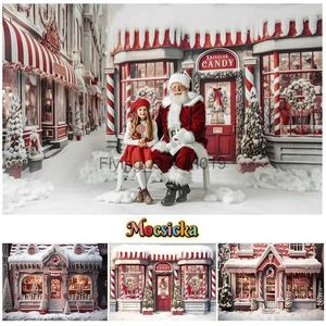 Background Material Winter Xmas Candy Store Backdrop For Photography Kids Portrait Birthday Party Background Snowflake Christmas Tree Decor Props YQ231003