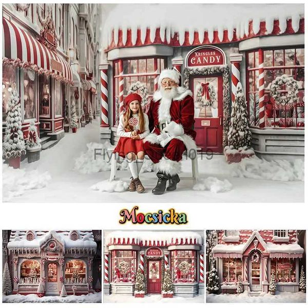 Matériel de fond Hiver Noël Magasin De Bonbons Toile De Fond Pour La Photographie Enfants Portrait Fête D'anniversaire Fond Flocon De Neige Arbre De Noël Décor Accessoires YQ231003