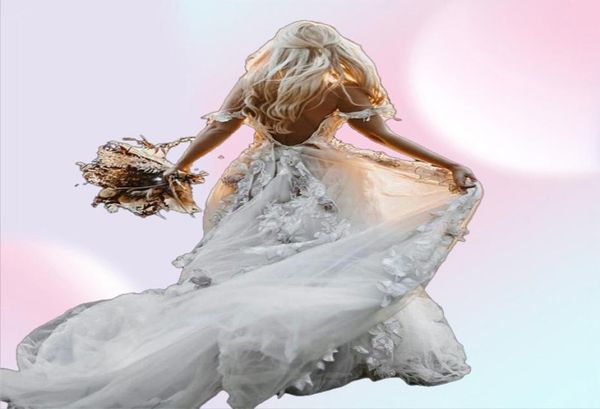 Dos nu 2021 Boho robe de mariée 3D appliqué été plage robes de mariée hors de l'épaule tulle aime la dentelle en plein air dame mariage Dr6956303