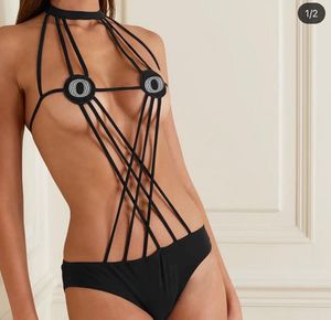 Backless Bikini Set Vrouwen Badpakken Sexy Diamanten Brief Met Mode Bodysuits Uitgehold Nachtclub Stijl Wind Voor Feest