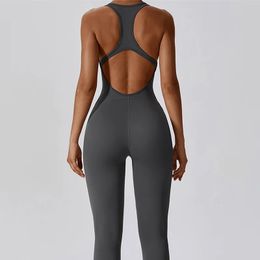Backless jumpsuit yoga set voor dames sport overalls sexy workout kleding zachte onepiece fitness bodysuit gym sportkleding vrouwelijk 240322