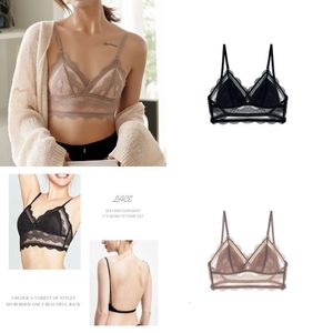 Backless Lace Women Bralette Sexy Big Back Triangle Cups Brassiere Naadloos vrouwelijk ondergoed geen stalen zomeroutfit Bra 201202