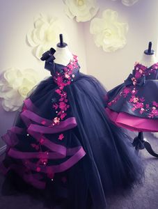 Robes de demoiselle d'honneur en dentelle, dos nu, sexy, avec cristaux, robe de bal en Tulle, robes de mariée pour petites filles, robes de concours Vintage, F088