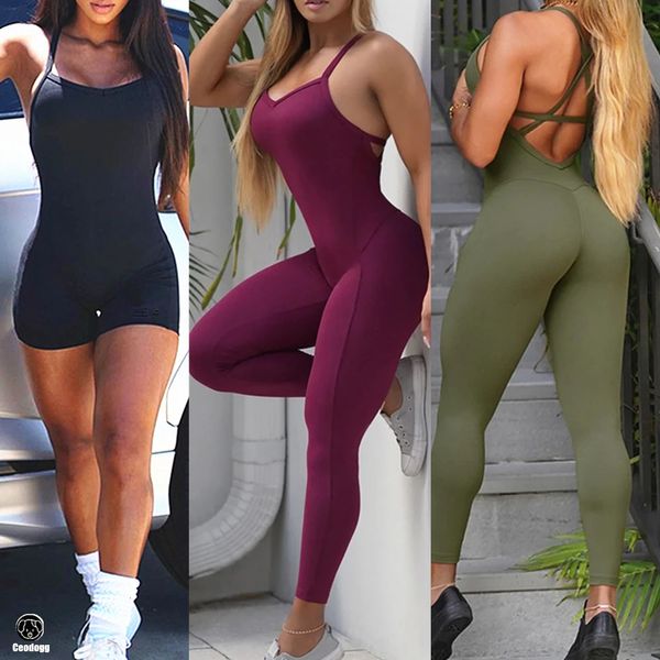 Backless Sports Woman Lycra Fitness Sautpheurs One Piece Suit Shorts Sport tenue de gymnase Gym Force For Women Sport Varse 240408