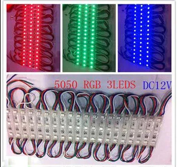 Módulo Led de retroiluminación para carteles, módulos de señalización LED, lámpara de Navidad, luz 5050, 3 LED, verde/rojo/azul/cálido/blanco, resistente al agua, CC de 12V LL