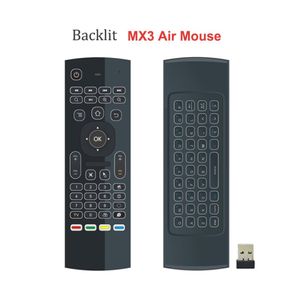 Backlit MX3 Fly Air Mouse mini-toetsenbord IR Leren 24GHz Draadloze 6-assige afstandsbediening voor Android TV Box PC Better5698007