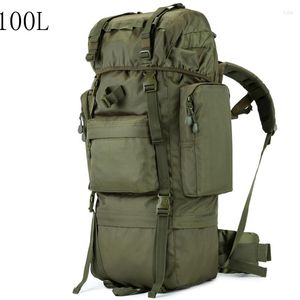 Mochila 100L de gran capacidad para hombres militar de alta calidad impermeable engrosada Oxford mochilas bolsa de viaje con cubierta para la lluvia