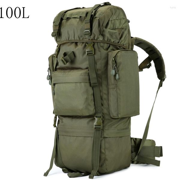 Sac à dos 100l de grande capacité de grande capacité militaire de haute qualité imperméable épaissis épaissis d'Oxford Sac à dos Sac de voyage avec couverture de pluie