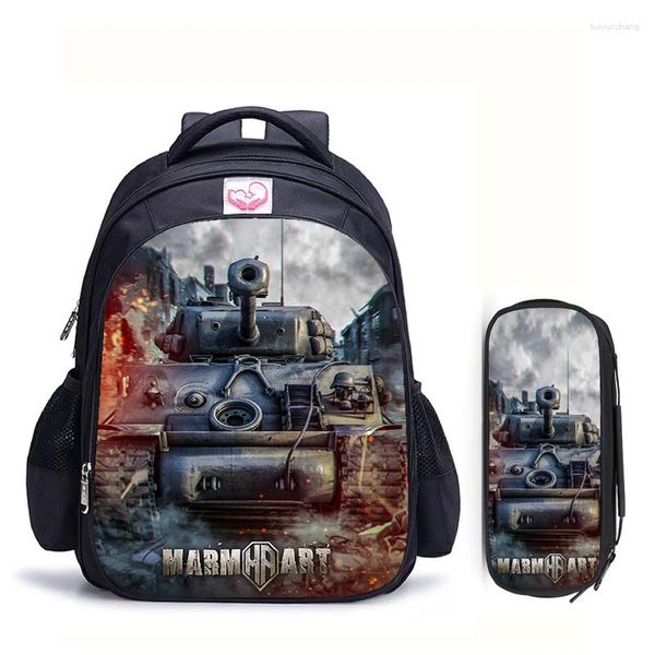 Mochila de 16 pulgadas Game World of Tanks Childs Biends School Shoulder Bolss Estudiantes de viajes diarios Mochila Mochila