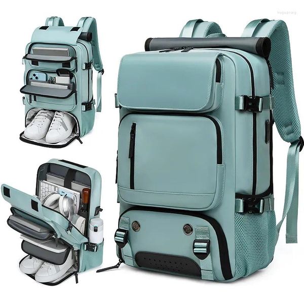 Sac à dos 18 pouces femme voyage étanche ordinateur portable d'affaires avec sac à chaussures chargeur USB randonnée Camping sacs d'école