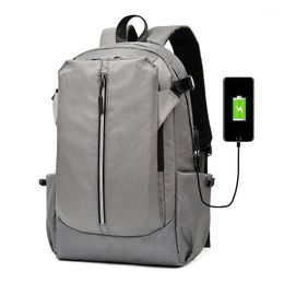 Sac à dos 2021 mode ordinateur portable 15'6 pouces étanche USB Charge grande capacité randonnée voyage étudiant école Polyester fermeture éclair Bag1