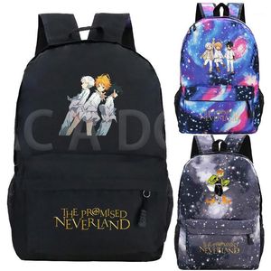 Mochila 2022 The Promised Neverland Cosplay para estudiantes, mochilas escolares para mujeres, mochila de viaje informal, mochila de dibujos animados, bolsa para ordenador portátil, adolescentes