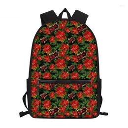 Mochila 2022 Vintage rojo mujer Poinsettia estampado Floral adolescente mochila escolar para chicas adolescentes viaje Plecak Damski