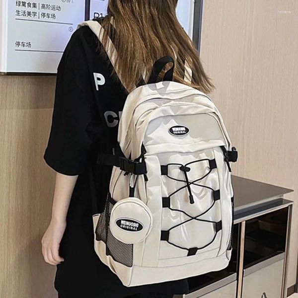 Sac à dos 2023 Big Capacine Man Woman Rubber Band Casualack Rucksack Student School Sac pour les adolescentes garçons de haute qualité