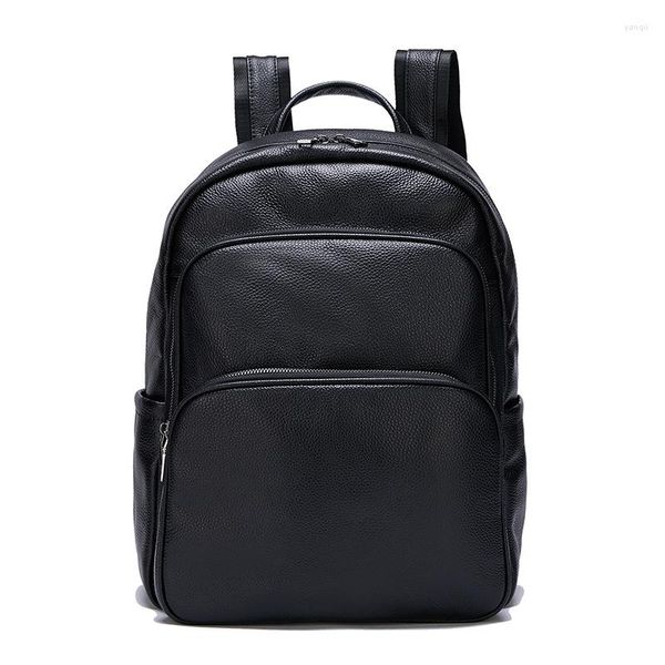 Mochila 2023 de cuero genuino de marca para hombre, mochilas de moda Real Natural para estudiantes y niños, bolsa de ordenador portátil de lujo para ordenador