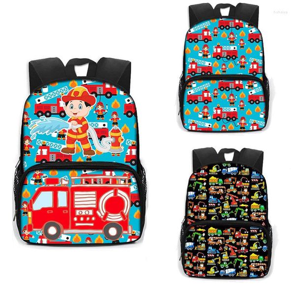 Mochila 2023, mochilas escolares para niños, mochilas para niñas y niños, mochilas para jardín de infantes, camión de bomberos de dibujos animados, coche, excavadora, Tractor, niños pequeños