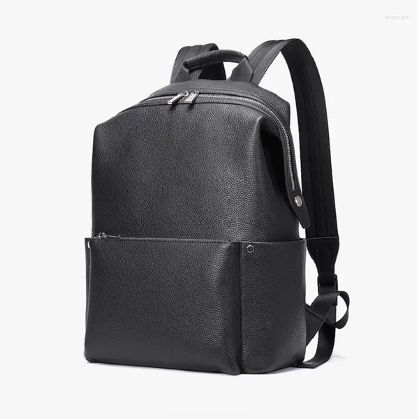 Sac à dos 2023 Headpack pour hommes Sac de livre en cuir de vachette Voyage en plein air Homme Épaule en cuir véritable