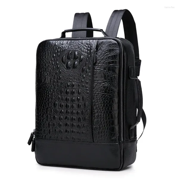 Sac à dos 2024 Marque Gerined Leather Men Backpacks Fashion Real Natural Student Boy Luxury Laptop School Sac