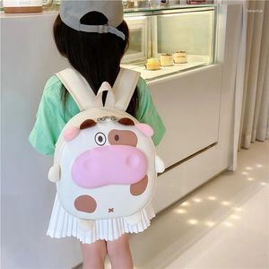 Mochila 2024 Bolsa de concha dura Moda linda Cartoon Vacas Corte para niños Versión coreana Trend Kindergarten Student School