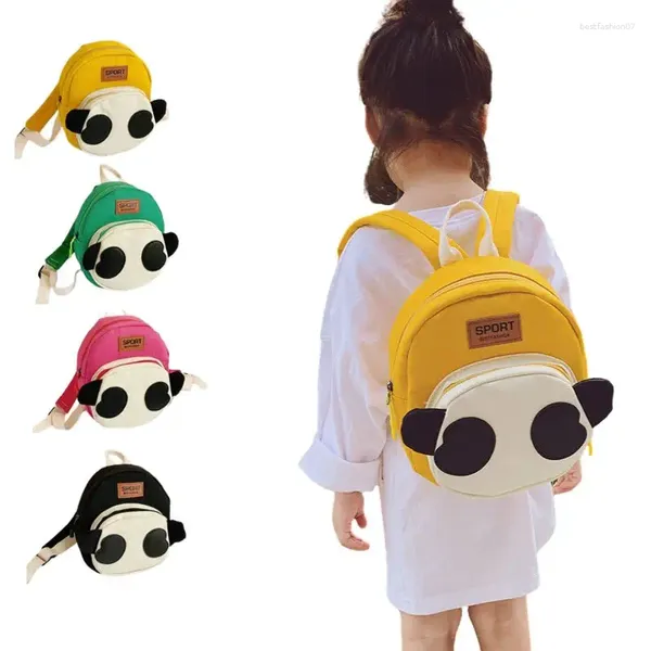 Mochila 2024 Panda Canvas Escuela primaria Bolsas de libros Animal de dibujos animados Lindo Kindergarten Bolsa de bebé Snack Almacenamiento Compras