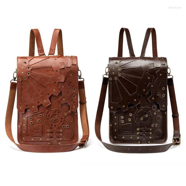 Mochila 2024 Steampunk bolso de cuero Halloween gótico Retro maletín bolsos cruzados