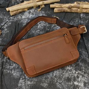 Rugzak 2024 Vintage Fanny Pack Men Women Designer Taille Bags Cowhide Crazy Horse Crossbody Body Small Sporty Mini