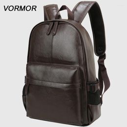 Rugzak 2024 Vormor Brand Waterdicht 14 inch Laptop Men Lederen rugzakken voor tiener Casual Daypacks Mochila Male