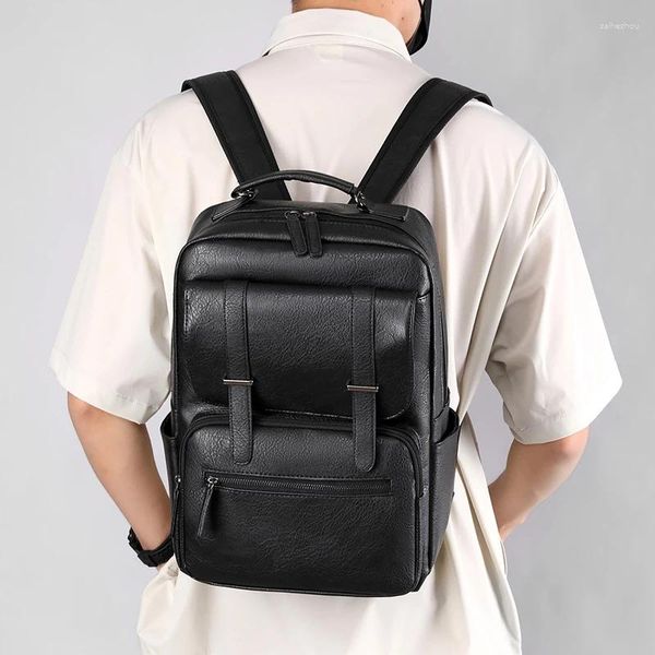 Mochila 2024 impermeable de cuero de PU suave mochila antirrobo para hombres mochila de viaje mochilas de negocios de ocio para hombres