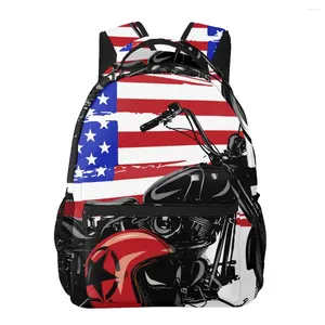 Sac à dos 2024women Sac à épaule moto avec American Flag Fashion School for Teenage Girl Backpacks Travels