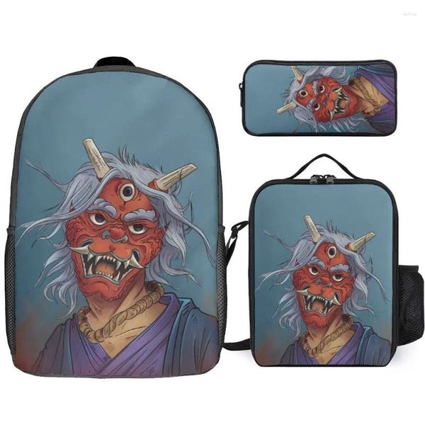 Mochila 3 en 1 set de 17 pulgadas bolso de almuerzo ondi japones yokai a la venta mochila duradera acogedoras campamentos de verano gráfico genial