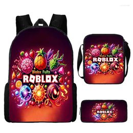 Sac à dos 3 PCS Set Blox Fruit School avec sacs à bandoulière Carton au crayon pour garçons filles