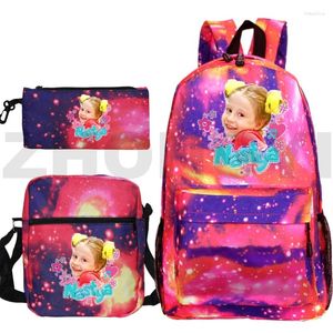 Backpack 3 pc's/set canvas Rusland zoals Nastya For School Teens Girls Bookbag grote capaciteit Cartoon Schoolbags