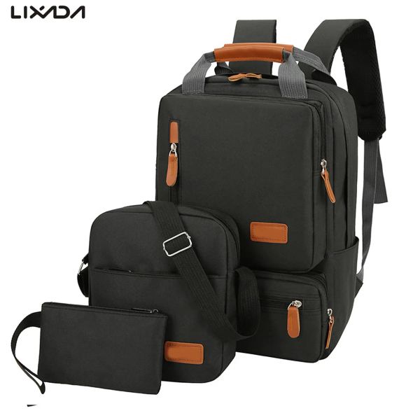 Backpack 3pcs sac à dos Set Women Men Men Hommes ordinateur portable sac à dos Sac à dos Small Pocket for Travel School Business Work College s'adapte à 14,5 pouces