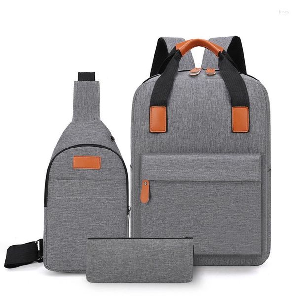 Sac à dos 3 pièces/ensemble pour hommes, USB, ordinateur d'affaires, grande capacité, voyage, loisirs, poitrine diagonale, ensemble portefeuille zéro