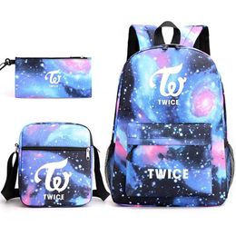 Sac à dos 3 pièces ensemble deux fois Nayeon enfants sacs à dos d'école Cool cartable étudiant sac à bandoulière pour garçon stylo crayon Bags319m