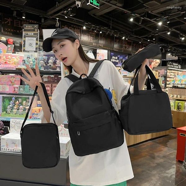 Sac à dos 4 pièces ensemble femmes Harajuku ordinateur portable sacs d'école en nylon pour adolescentes Kawaii collège hommes étudiants enfants livre sac à dos